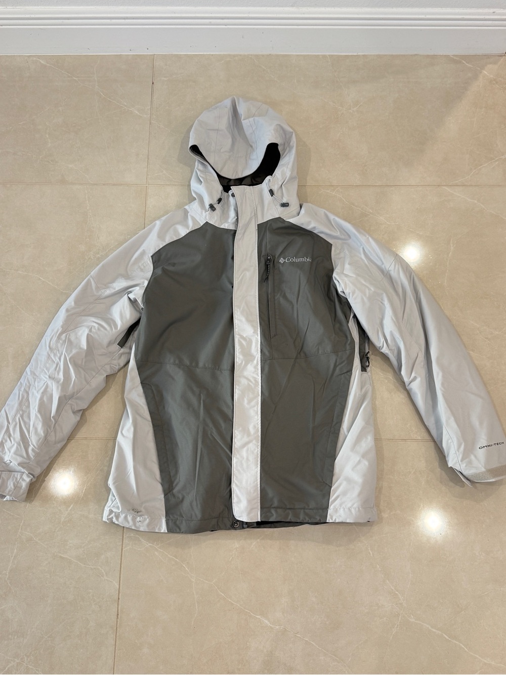 Columbia Men's Two-Tone Gray Hooded Waterproof Jacket 2 in 1